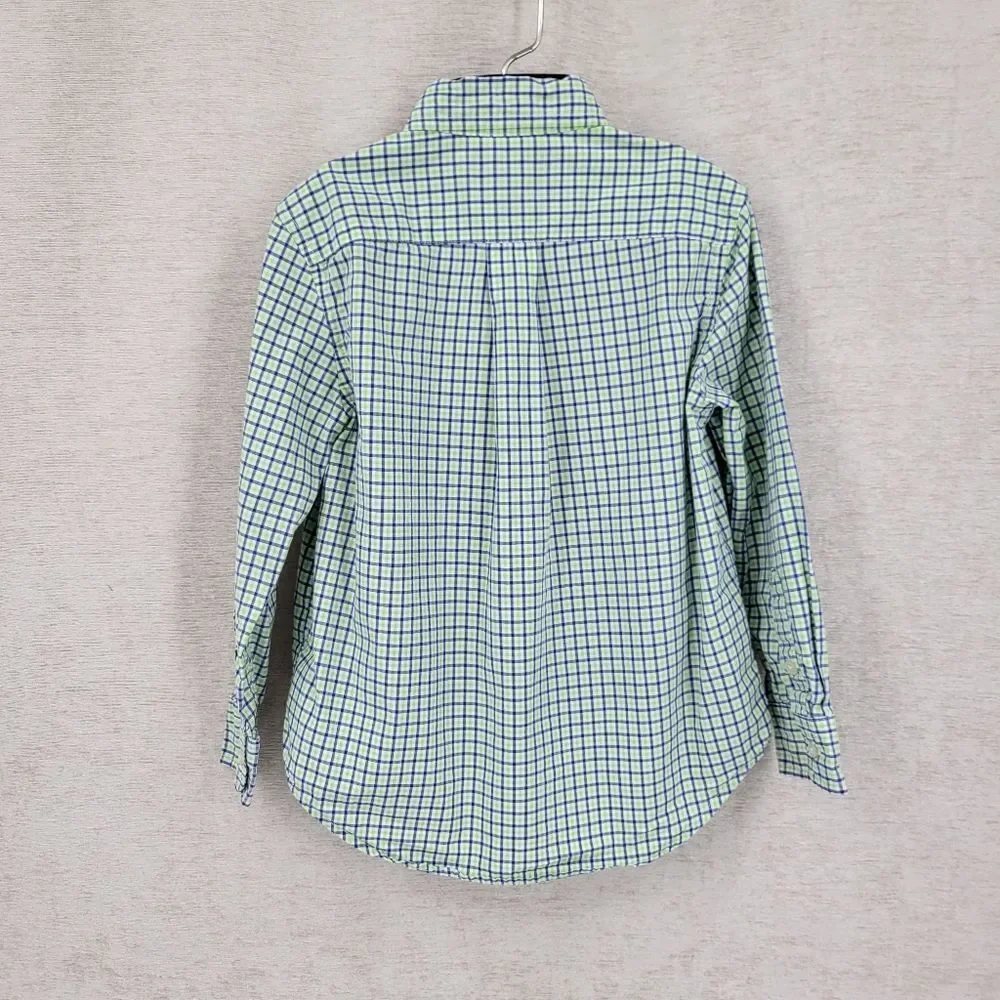 Ralph Lauren Green and Blue Check Plaid Button-Down Shirt Long Sleeves